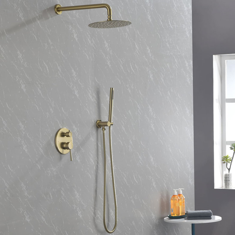 Matte Black Large Round Rainfall Shower System with Handheld