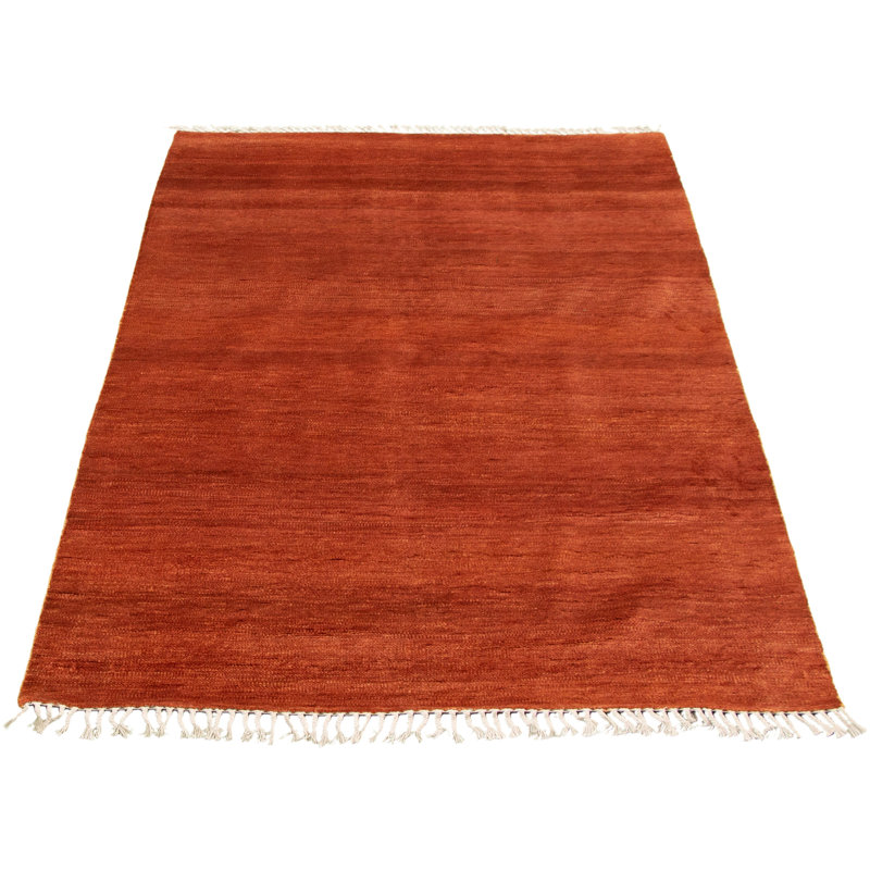 Tapis unique en laine noué à la main nouvel âge Rheanon cuivre 5 pi x 7 pi 10 po