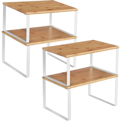 Citrus Set Of 4 Cabinet Organizer Shelves – Stackable & Expandable Kitchen Storage, Spice Rack, Metal & Eng In Engineered Wood