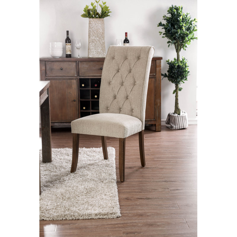 Chaise rembourrée Biyron, Beige, Bois de chêne