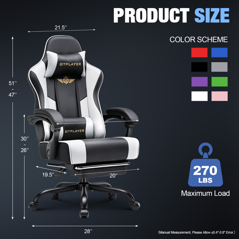 Brayden Studio PC & Racing Game Chair, White