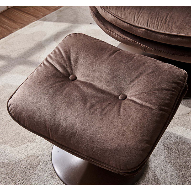 Méridienne pivotante avec repose-pieds 31,5 po, Velours chocolat, Chocolat