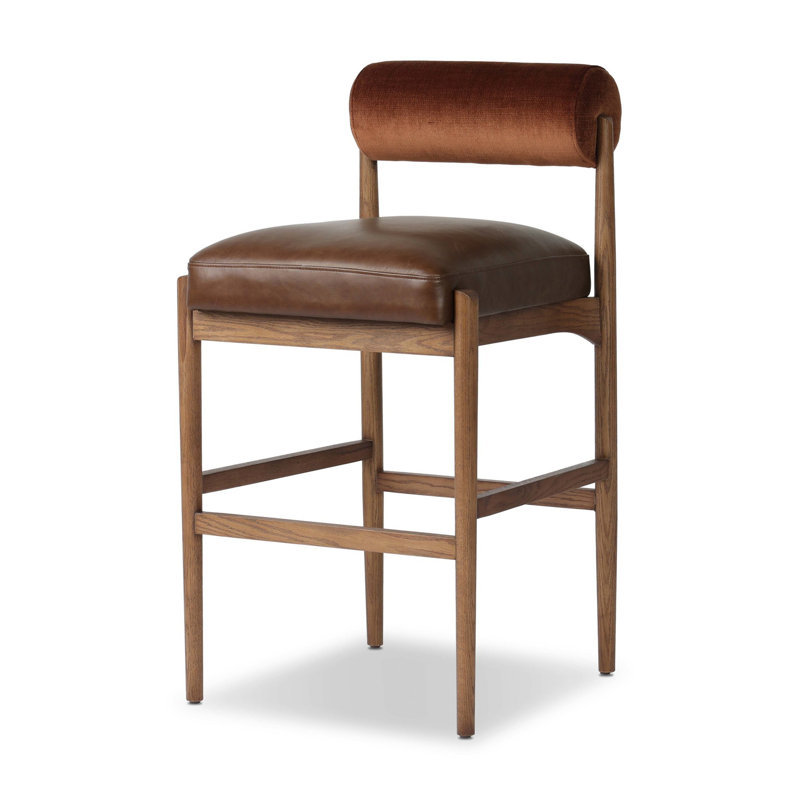 Jazelle Stool, Havana Brown Polyester, Bar Stool (31" Seat Height)