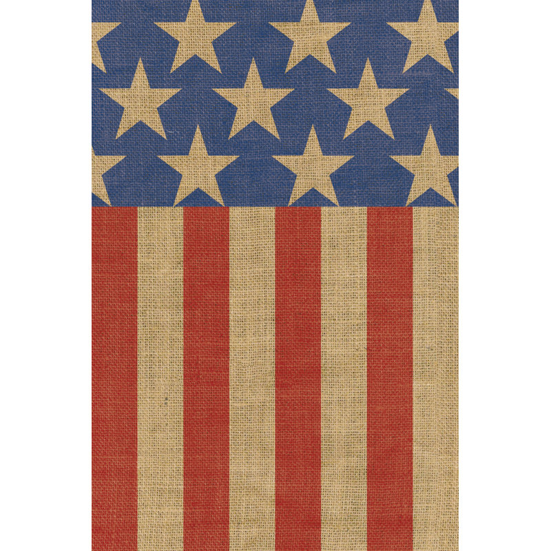Burlap Flag Heart - Wrapped Canvas Print, 46cm H x 30cm W