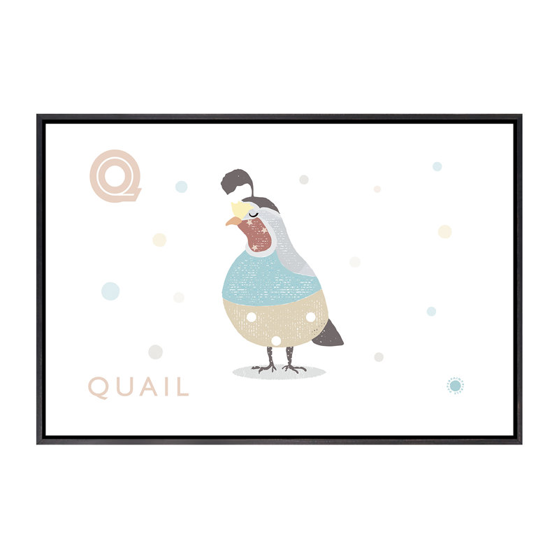 Caille - impression d'art graphique, Pas de tapis, H 18 po x l 26 po x P 1,5 po, Toile avec cadre noir patiné