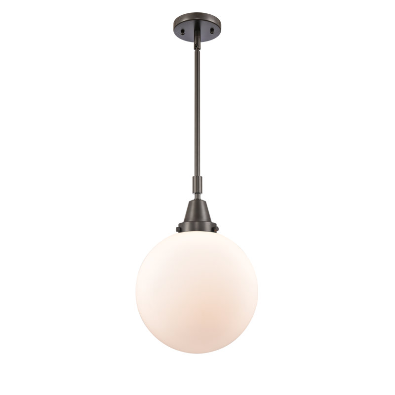 Luminaire suspendu sphère 1 lumière Lorri, Blanc mat, H 44,88 po x l 10 po x P 10 po, Bronze frotté à l'huile