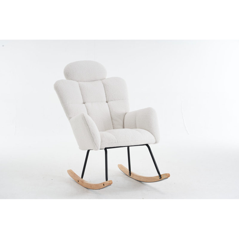 Fauteuil oscillant rembourré Teddy, Ivoire ivoire