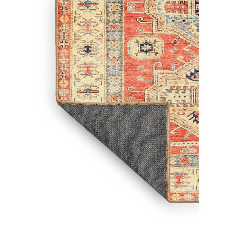 Tapis oriental rouge / beige / bleu, Rectangle 2 pi x 4 pi