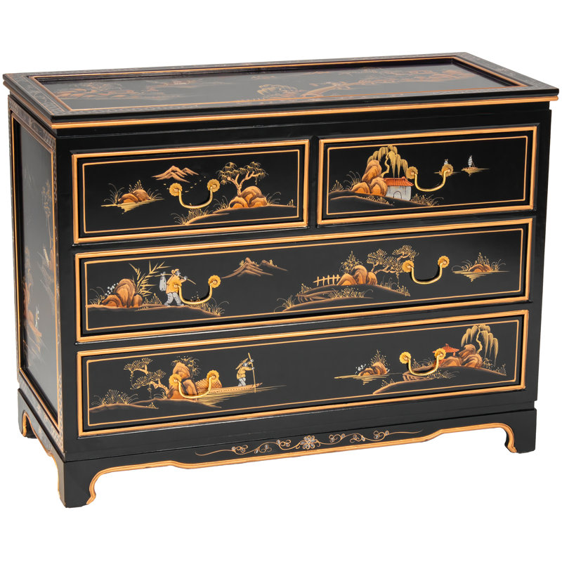 Commode en bois massif à 4 tiroirs Abigailgrace