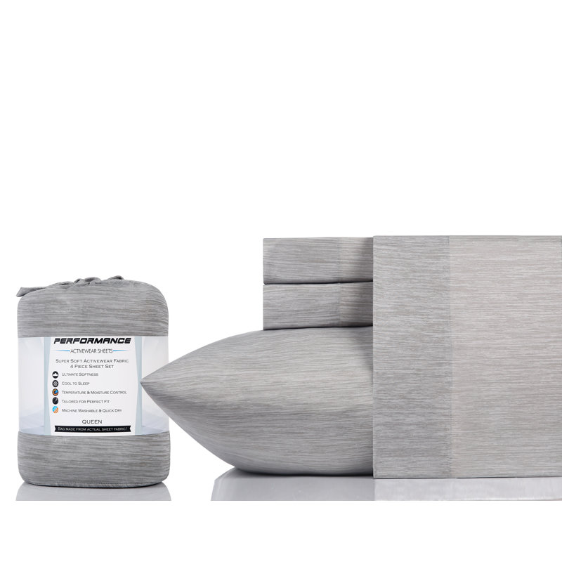 Cotton Blend Sateen Sheet Set, Full, Spa Blue