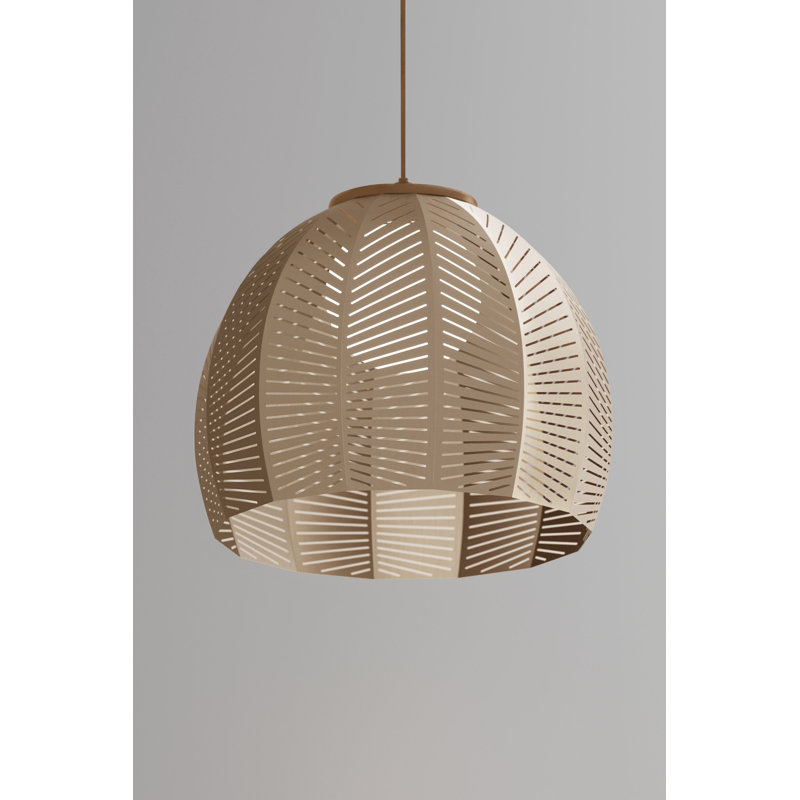 Luminaire suspendu en forme de dôme à 1 lumière Amicus, Noyer / laiton vieilli, H 13,5 po x l 15,8 po x P 15,8 po