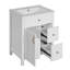Meuble-lavabo de 24 po avec lavabo encastré en céramique, portes à fermeture en douceur, rangement intelligent pour les serviettes et poignées en alliage d'aluminium à double fonction avec pied en bois massif