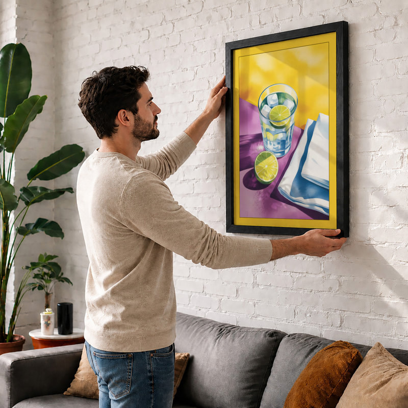 Water and Lime Modern - Framed Print, A3 - 42.0 x 29.7 cm, Oak