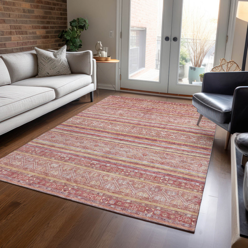 Zaraxa Orange Washable Indoor-Outdoor Rug - LOOMLAN, 8' x 10'