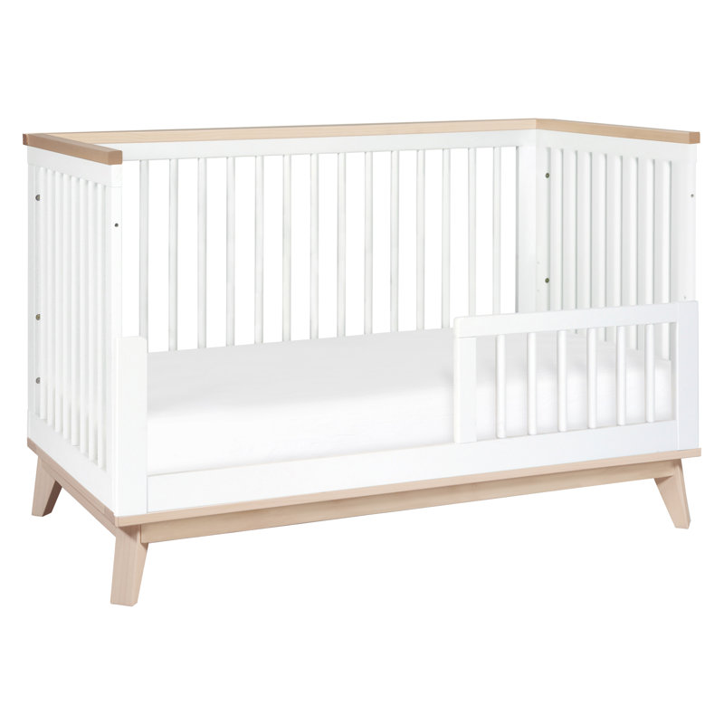 Scoot 3-in-1 Convertible Crib, White/Washed Natural