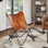 Fauteuil papillon Lanyiah vidaXL, fauteuil léger avec structure en acier thermolaqué, cuir de chèvre véritable confortable et polyvalent 26 po x 29,1 po x 35,4 po