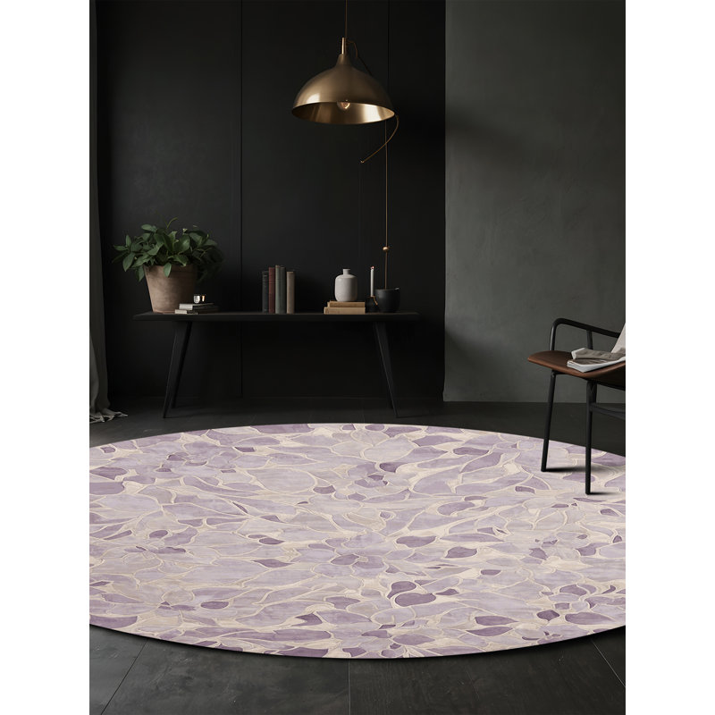 Machine Washable Gray Area Rug, Round 8'