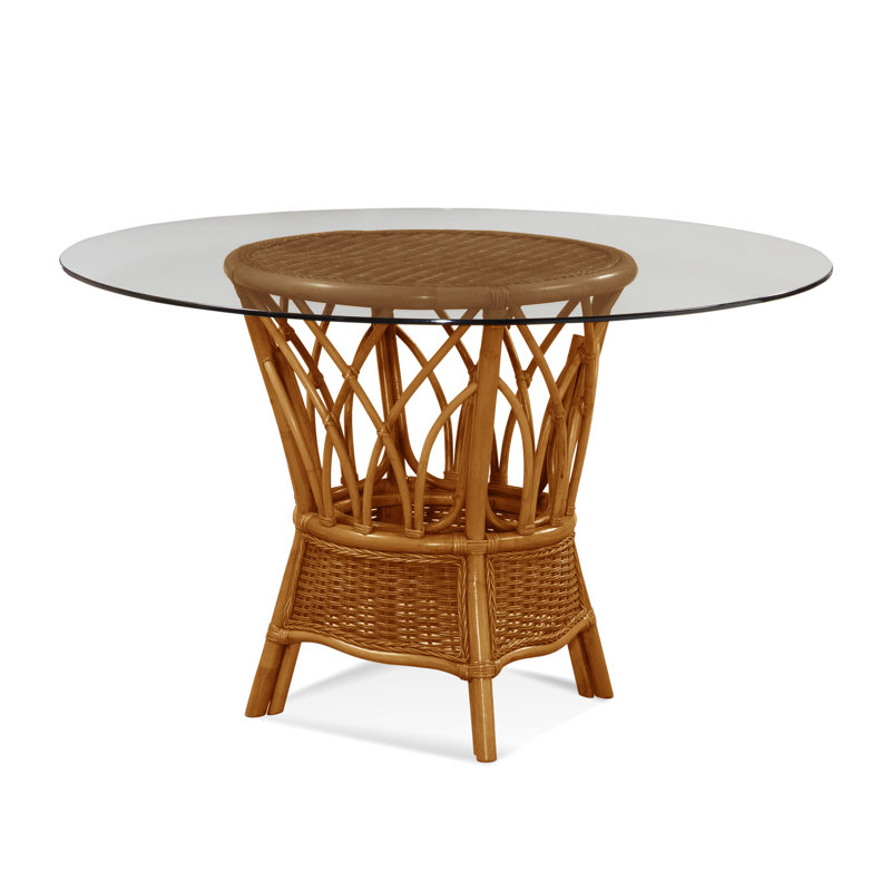 Everglade Round Glass Dining Table, 29.5" H x 48" W x 48" L, Havana
