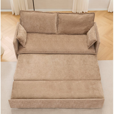 Canapé-lit 59,5 pouces, canapé-lit en tissu chenille, rangement latéral et chaise de chargement USB / C-TYPE pour salon, chambre à coucher, appartement