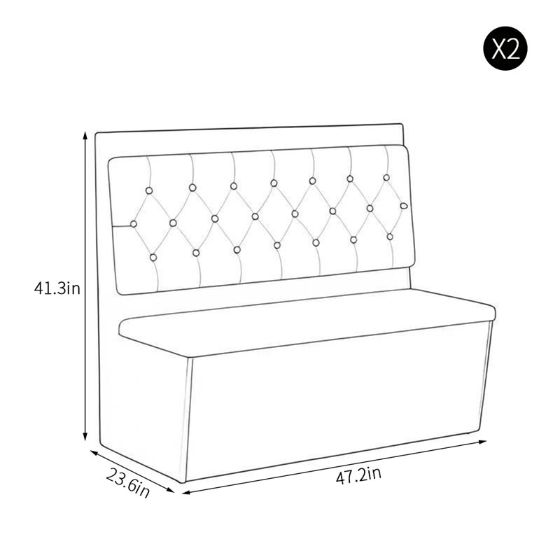 Banc rembourré en similicuir Light Luxury, Cyan clair