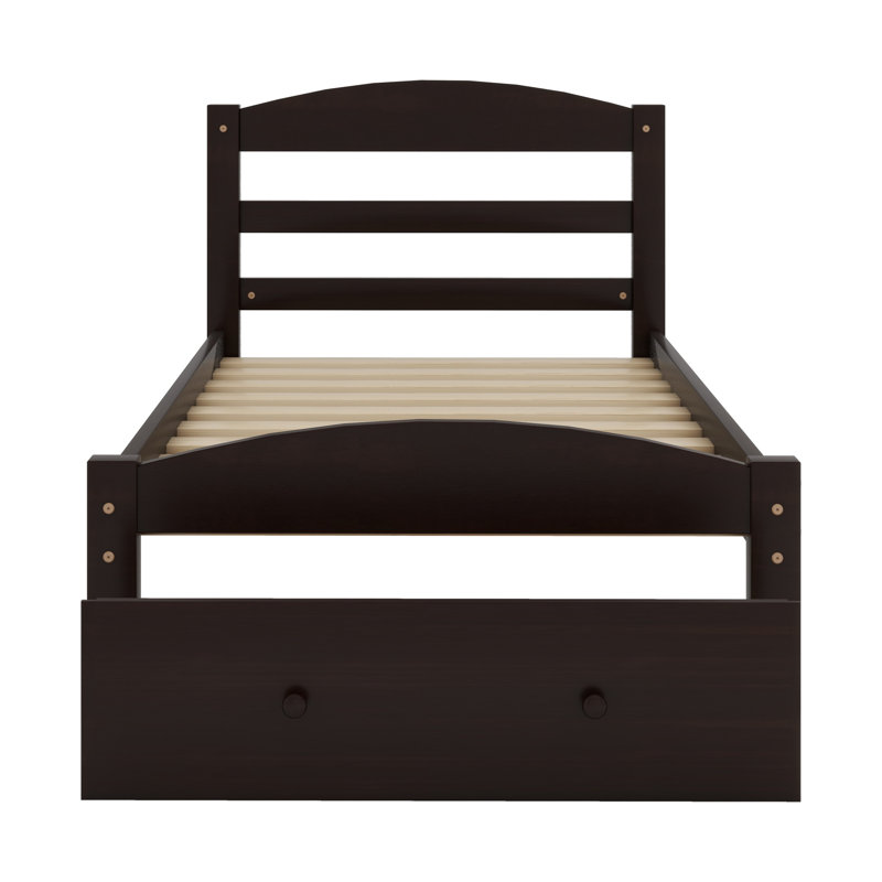 Base de lit plateforme avec tiroir de rangement, Espresso