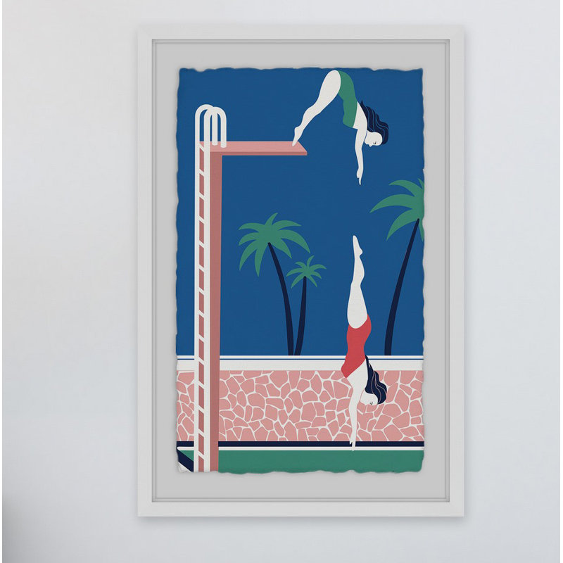 Diving by Marmont Hill - Single Picture Frame Print, 91 cm H x 61 cm W x 4 cm D, White Framed with Deckled Edges