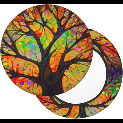 Tree Of Life Colorful Tree Bar Stool Covers Round, Soft Bar Stool Seat Cover Cushion 14 Inch
