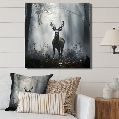 Grey Deer portrait in mystic forest II - Deer Wall Art