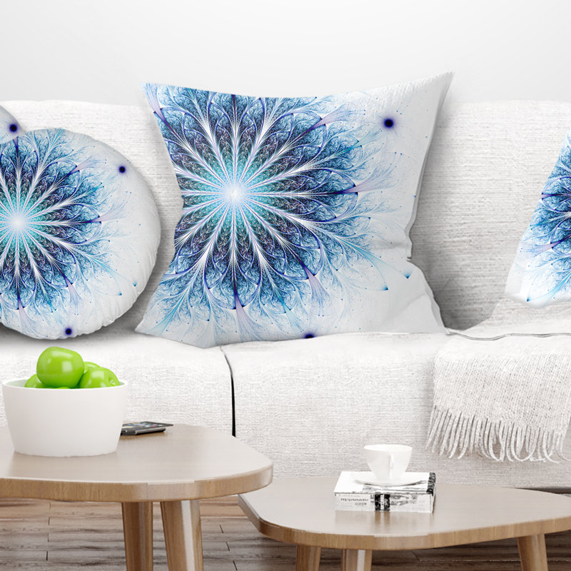 Oreiller d’art numérique à fleur fractale, 18 po x 18 po, Coussin décoratif