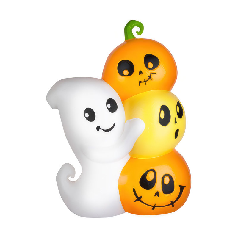 24" Ghost with Pumpkin Stack