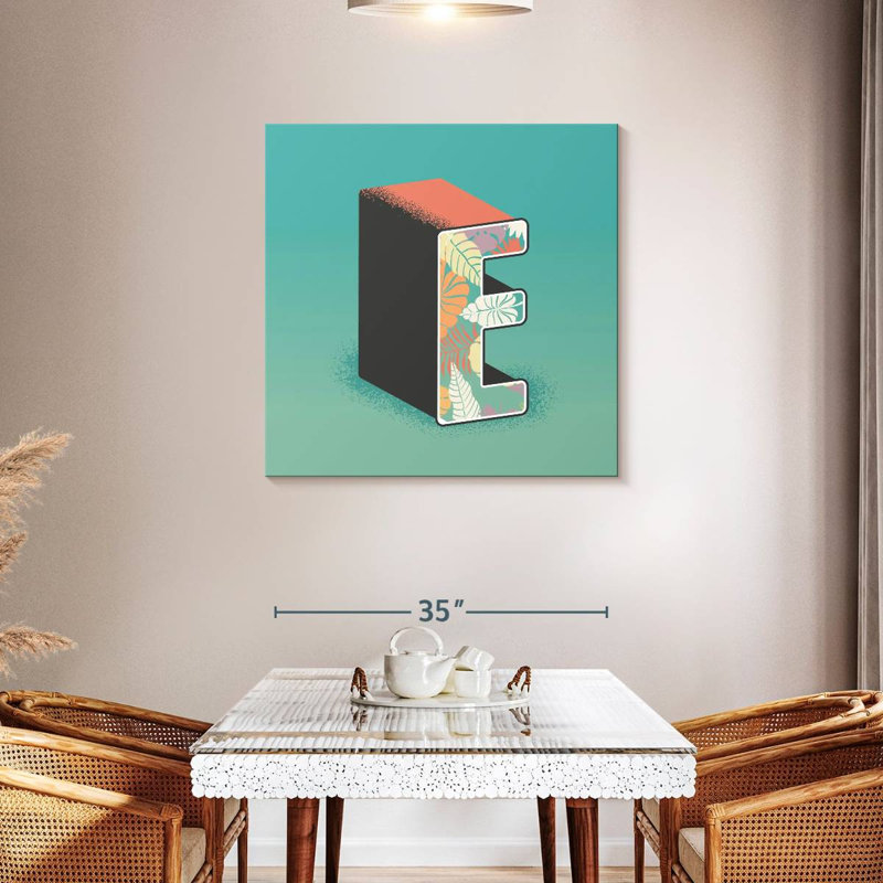 Keiri Leafy Print Letter E, 36" H x 36" W
