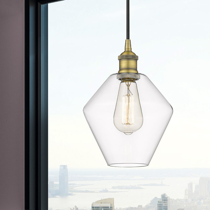 Gabbie 1 - Light Single Drop Pendant Pendant, Clear, Brushed Brass