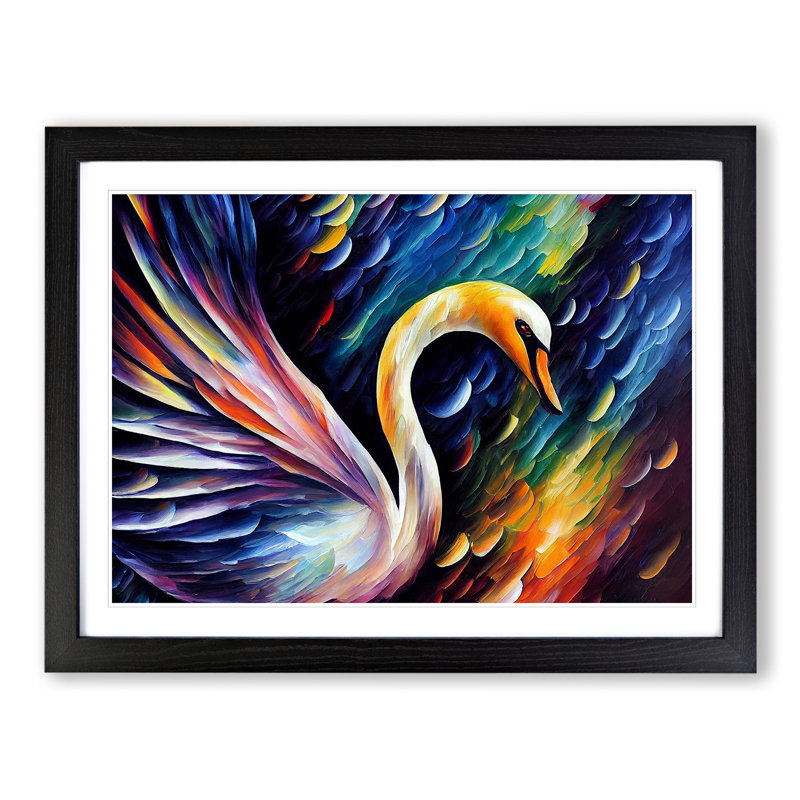 Swan Vol.4 Abstract - Single Picture Frame Painting, 46cm H x 64cm W x 2cm D, Black Framed