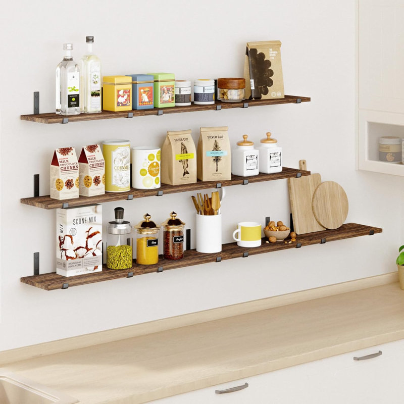 Floating Shelves, Set Of 10, Rustic Wood Wall Decor, Farmhouse Wall Mounted Shelves For Bedroom, Living Room, Kitchen And Bathroom