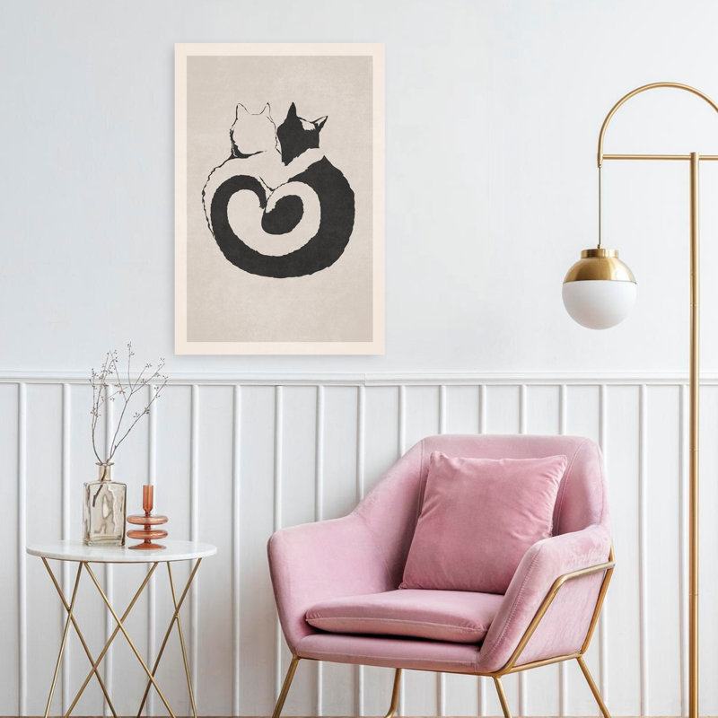 Art mural abstrait félin Yin Yang, H 24 po x l 16 po