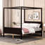Canopy Platform Bed For Queen Size, With Headboard, , Slat Support, Modern Look, Privacy, Under - Storage Featuring Design, Rails,