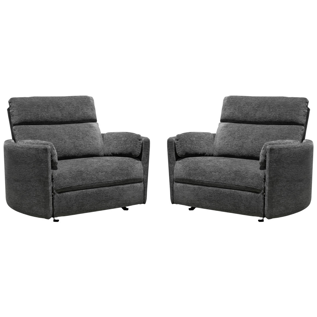 Zixian Xl 53" Wide Power Standard Recliner (Set of 2) Hokku Designs Upholstery Color: Mediterranean Charcoal Gray Chenille
