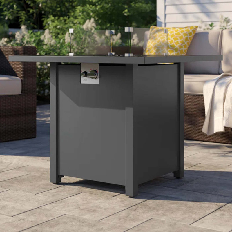 Foyer en métal thermolaqué 30 po avec surface en verre fumé