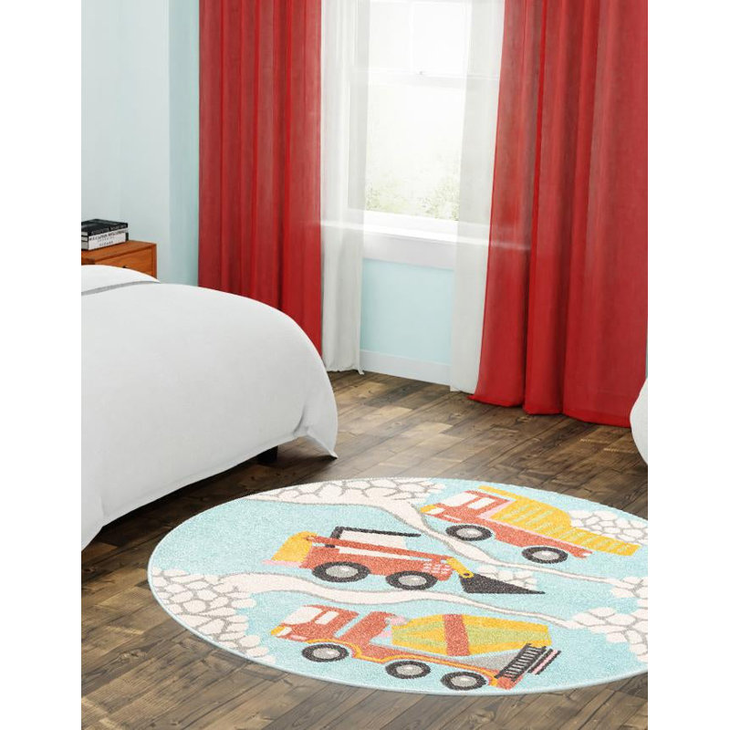 Machine Woven Polypropylene Plastic Rug, Round 7'10"