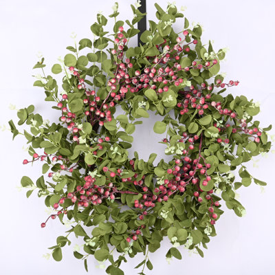 24" Handcrafted Eucalyptus, Berry No Holiday Wreath