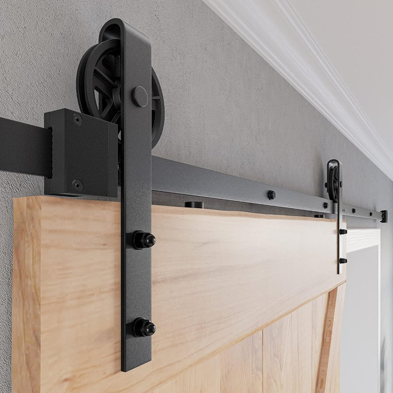 8 FT Heavy Duty Sliding Barn Door Hardware Kit, 4F...