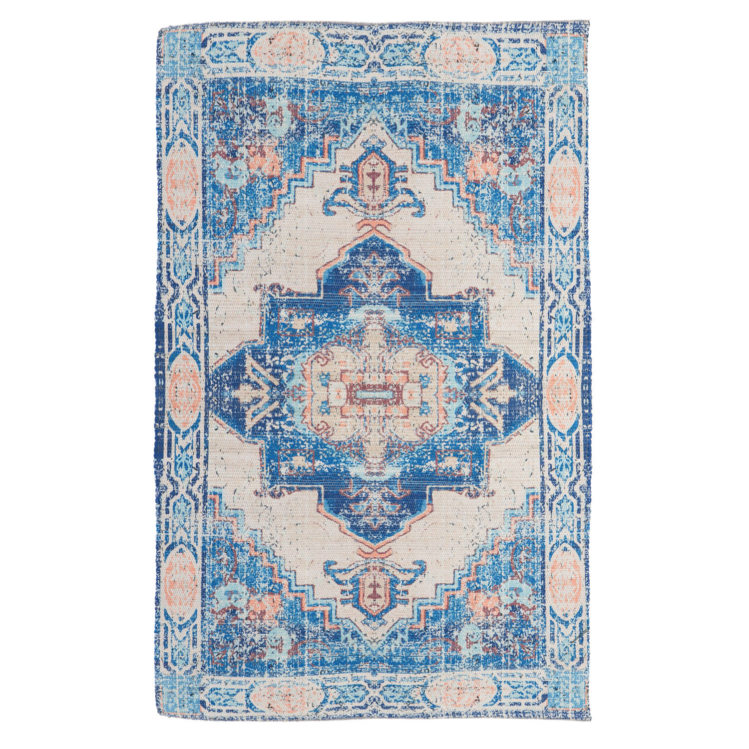 Bungalow Rose Blue and Coral Indoor/Outdoor Rug, 4'x6' & Reviews | Wayfair