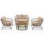 Ensemble de conversation d'extérieur 4 personnes d'inspiration bohémienne avec coussins amovibles, ensemble de conversation pour patio avec plateau en bois