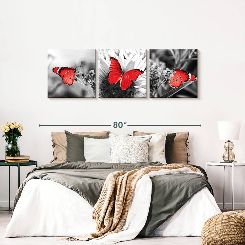 «Butterflies Pop», reproduction sur toile, H 24 po x l 74 po x P 1,25 po