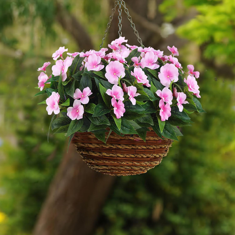 2 branches fleurs artificielles impatiens artificiels buisson de soie rose, bouquet de fleurs artificielles