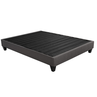 Mercer41 Contemporary 14 In. Platform Mattress Foundation, Twin Size Upholstered Bed Frame Base, Dark Gray
