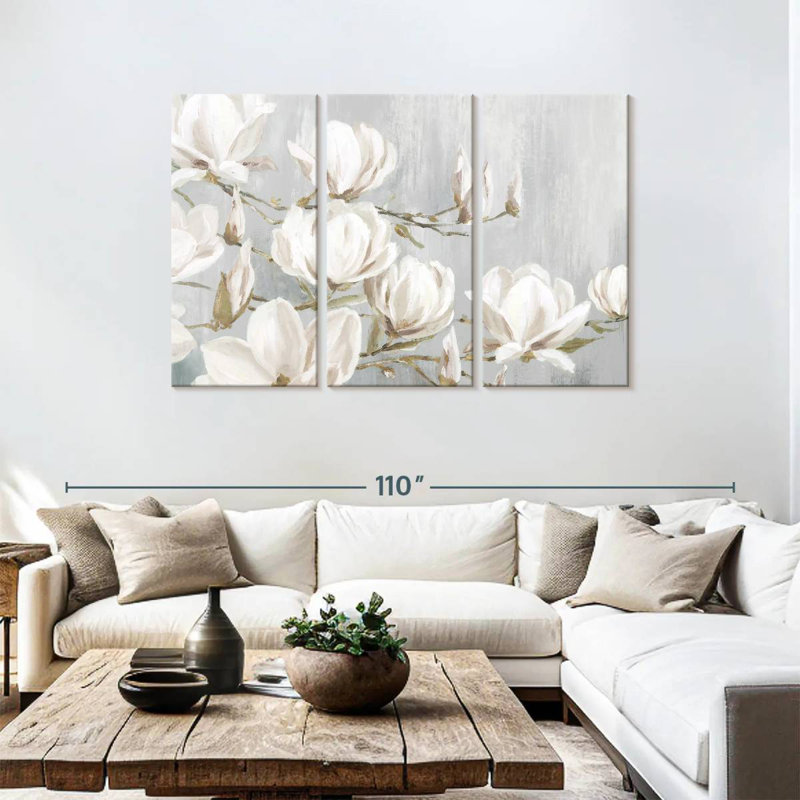 Harnek Blooming White Magnolia, 48" H x 74" W