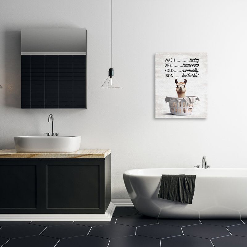 «Funny Laundry Timing Canvas», conception par Lettrage et doublure, H 30 po x l 24 po
