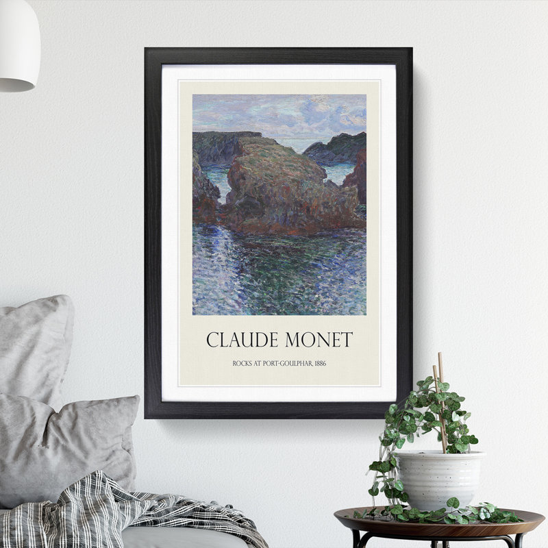 Rocks at Port Goulphar by Claude Monet - Picture Frame Graphic Art, 36cm H x 27cm W x 2cm D
