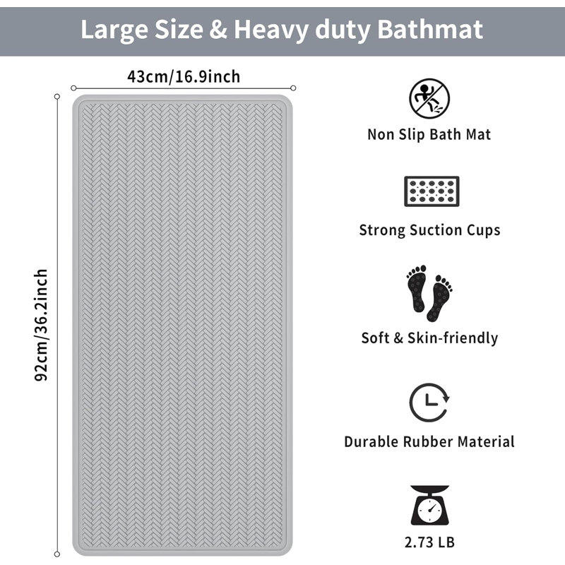 Plastic / Acrylic Shower Mat, A Little Grey